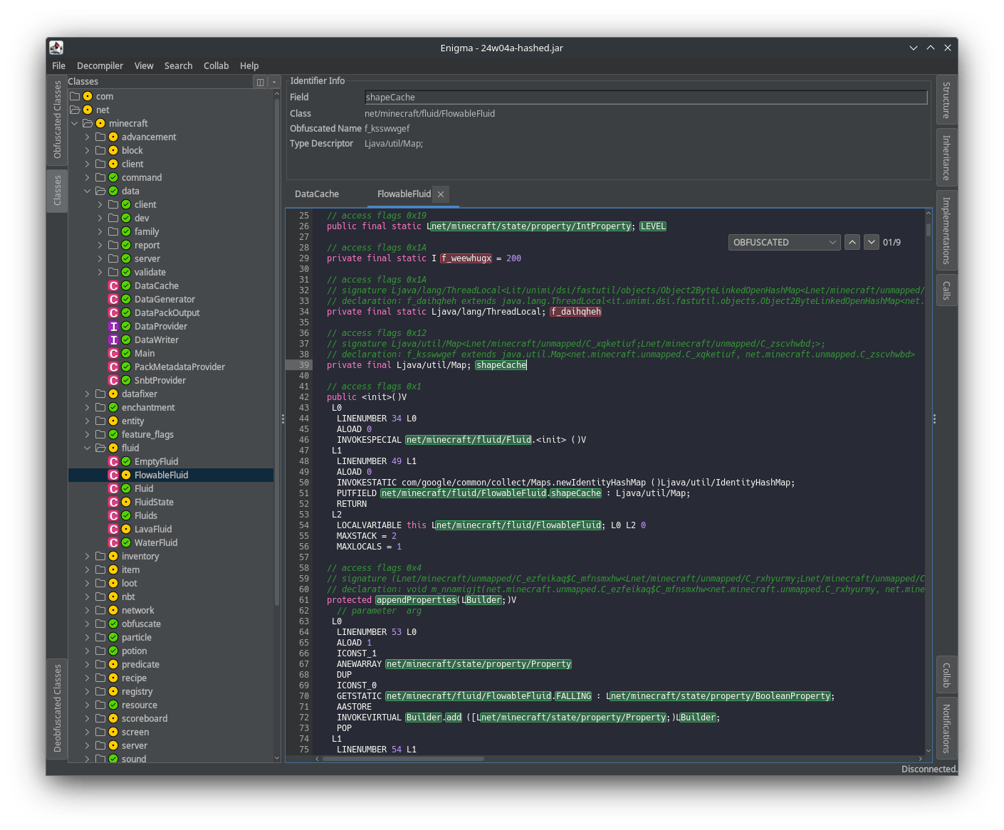 The lovely new Enigma bytecode view.